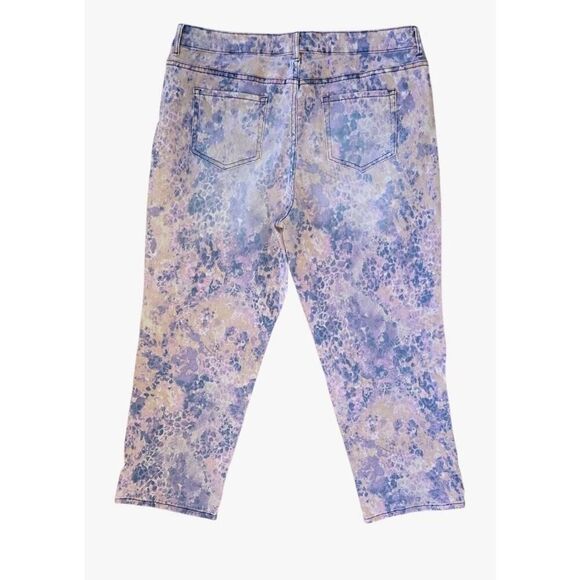 LOGO by Lori Goldstein Printed Boyfriend Jeans Purple Combo | 16 EUC Boho - Picture 10 of 10